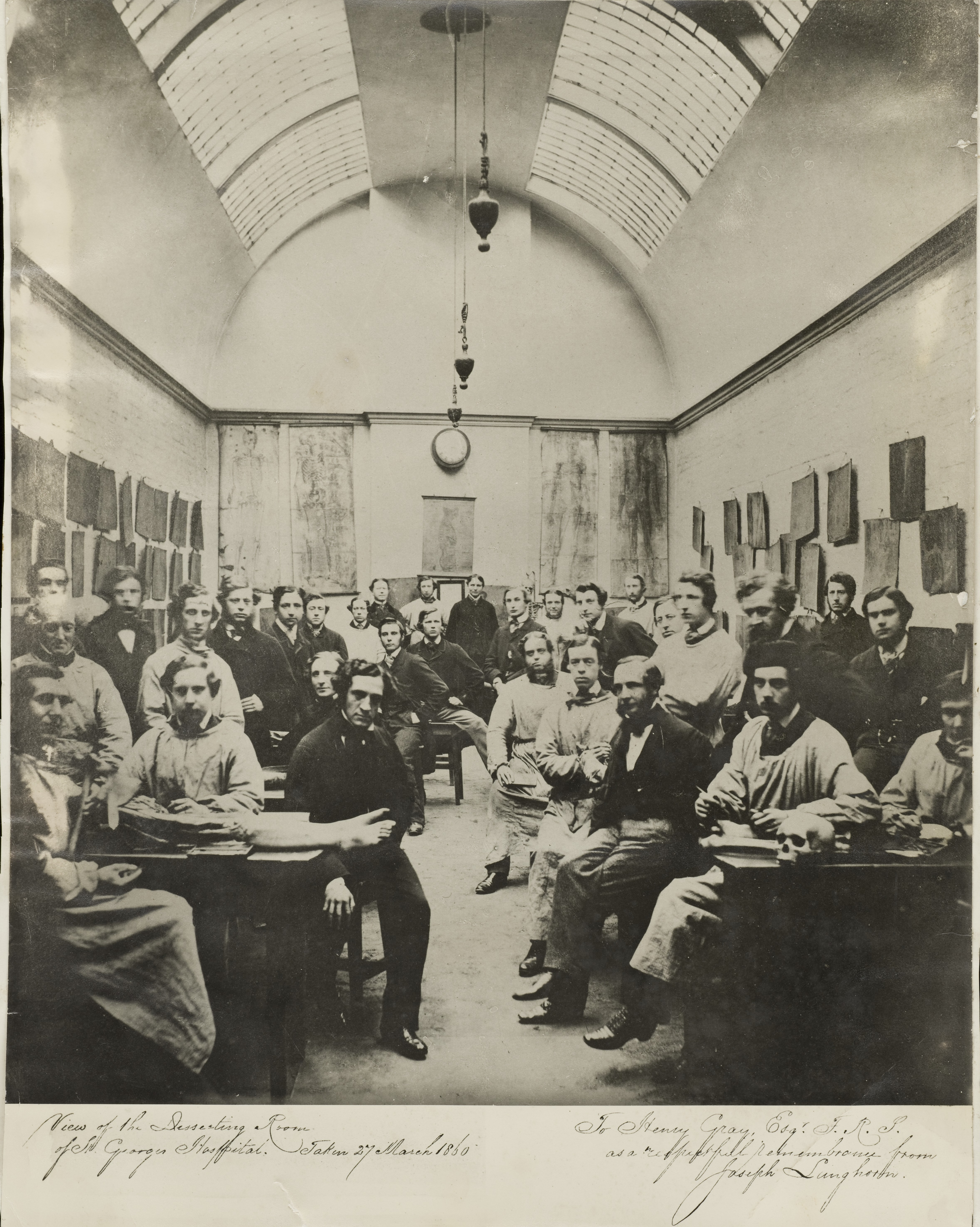 Dissecting room with students and staff, c..1860