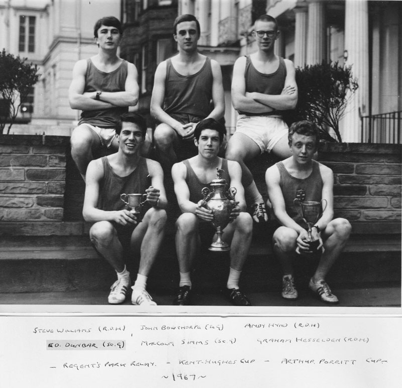 A phot of Dr Edward Dunbar in an athletic team photo.
