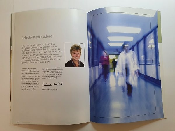 A message from former Sub Dean for Medical Admissions, Professor Patricia Hughes, in the 2003 prospectus.