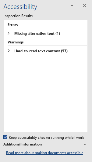 Accessibility checker in Word