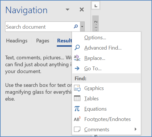 Browse by objects in Navigation pane in Word
