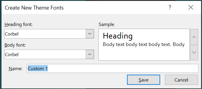 PowerPoint create new theme fonts