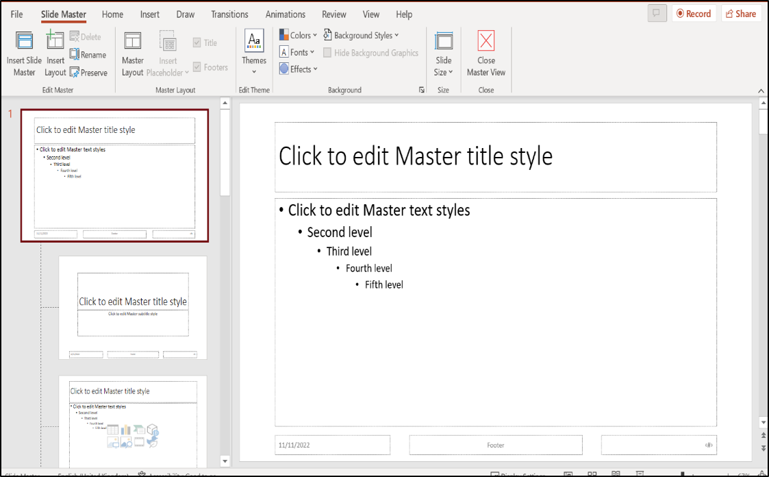 PowerPoint slide masters