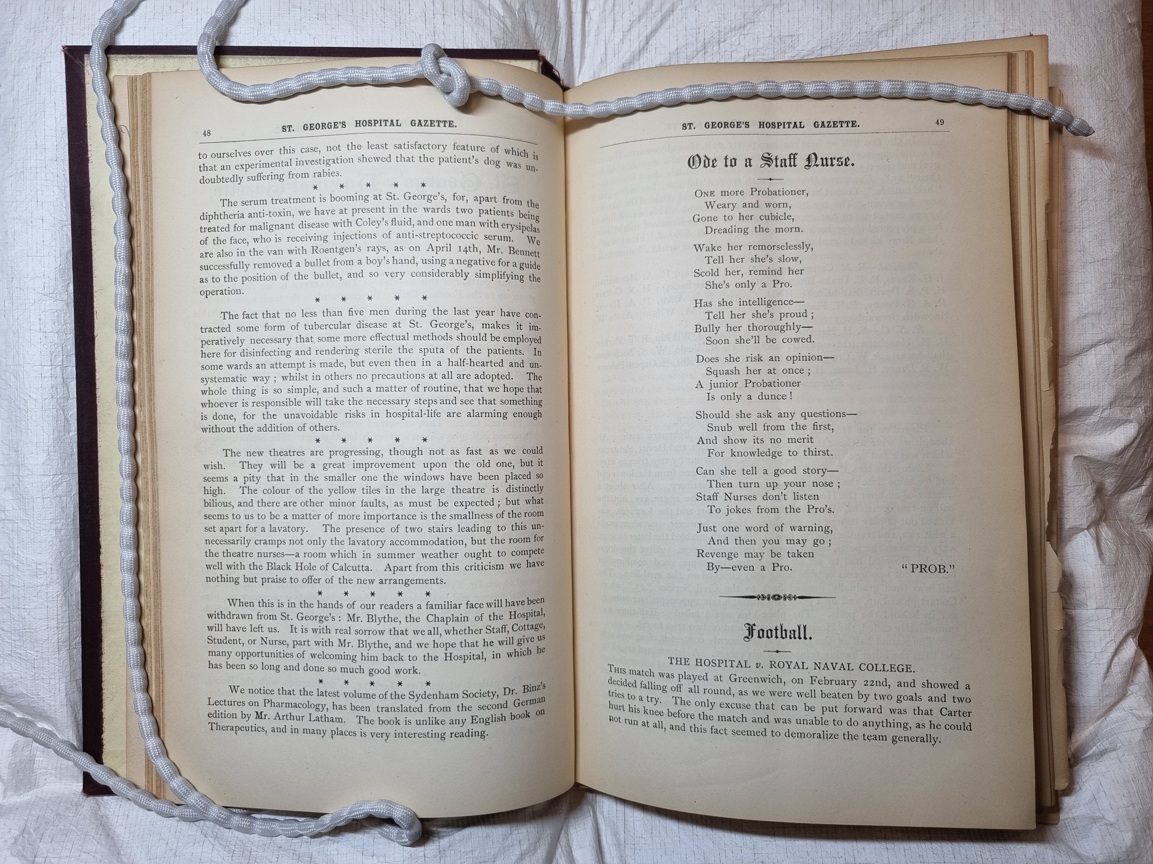 Archives-TB-St George's Gazette 1896-TB and ode to a nurse