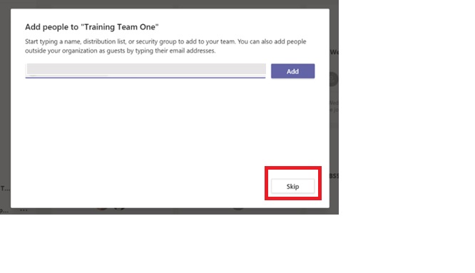 Add Team Memebers Window Skip
