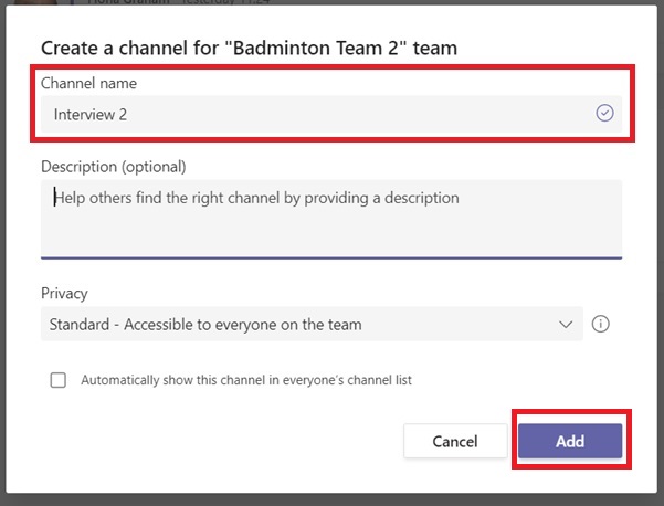 Create a Channel Window