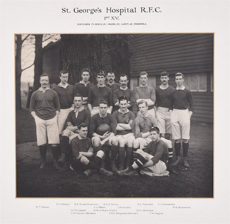 An archival photograph of the St George's Hospital football club.