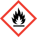 The flammable hazard symbol.