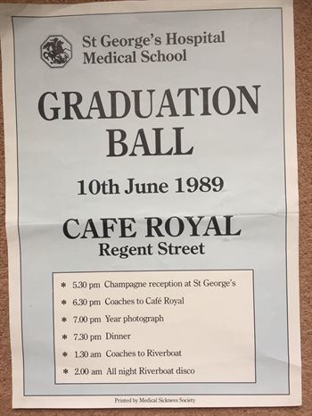 A flyer from the class of 1989's graduation ball.