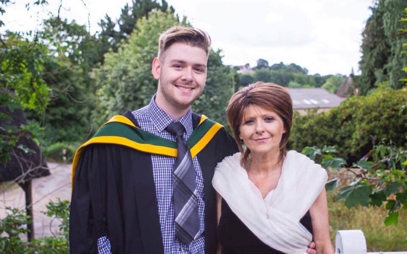 A photo of James Westwick-Paine and his mother.