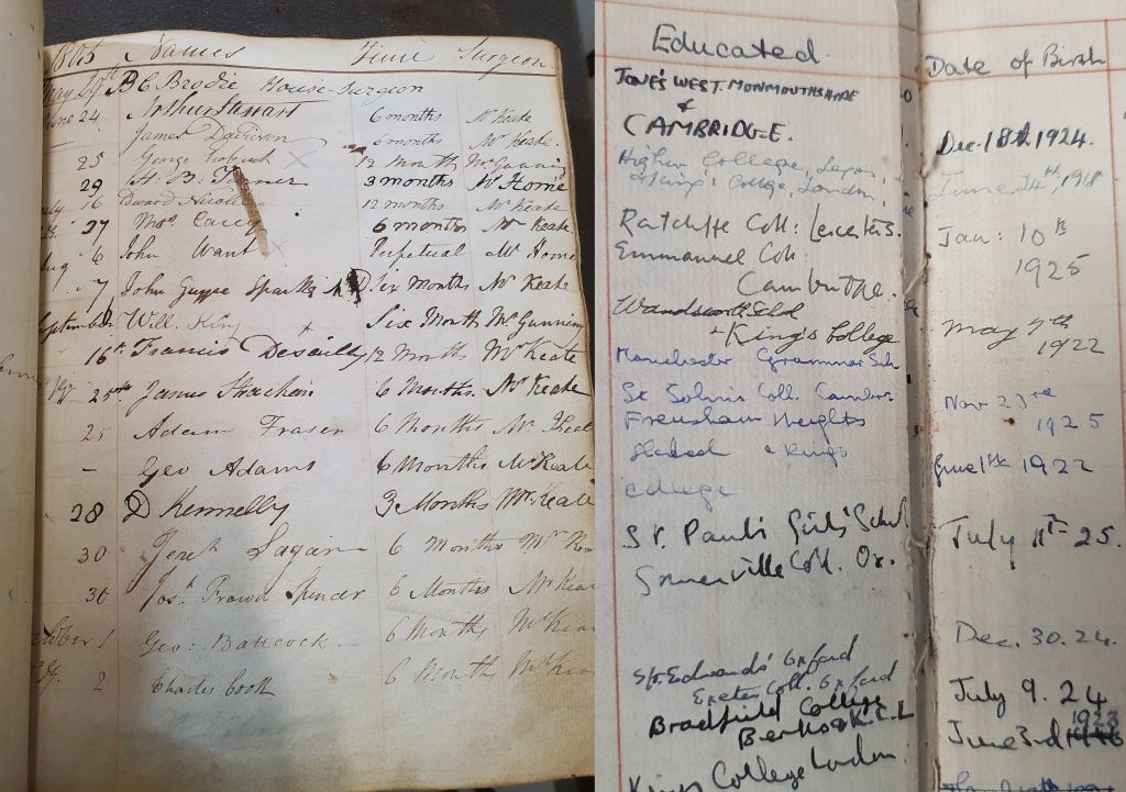 Photo of 1805 student register.