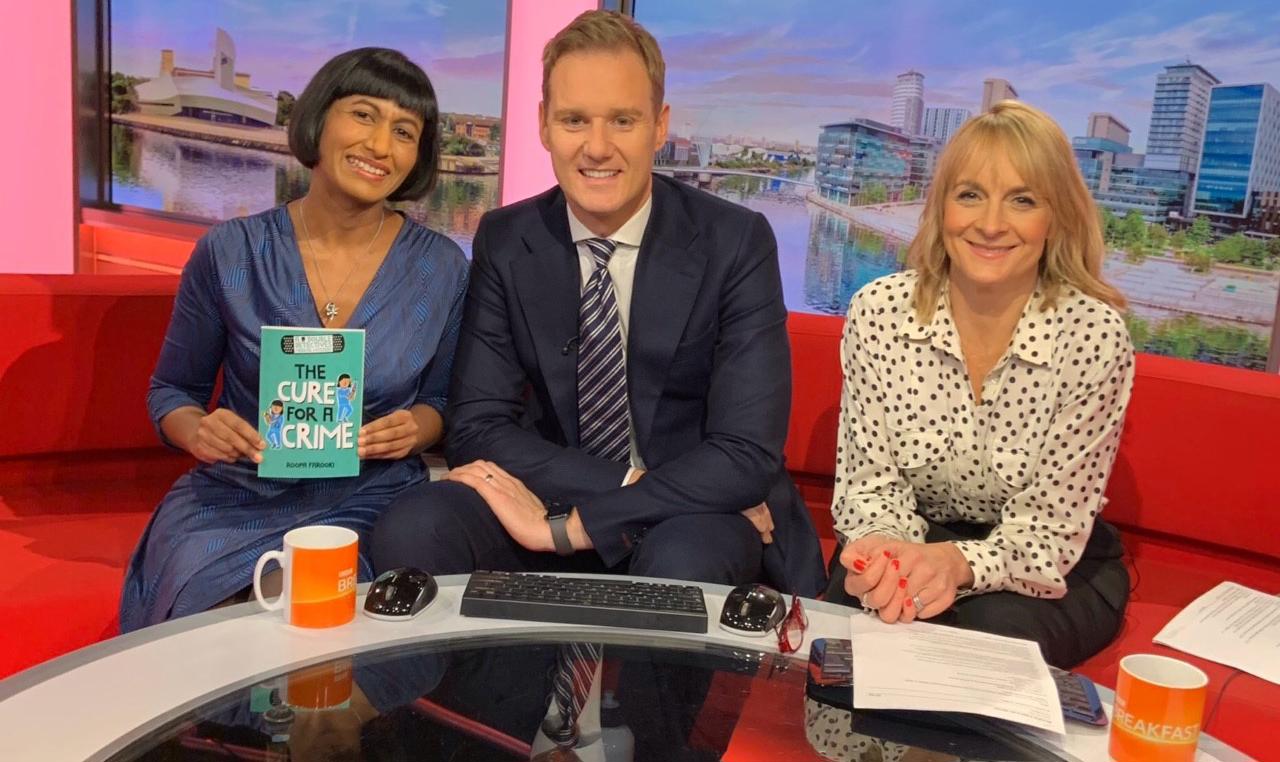 Roopa Farooki discussing her new novel 'The cure for a crime' on BBC Breakfast. 