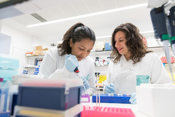 Researchers working in a lab.