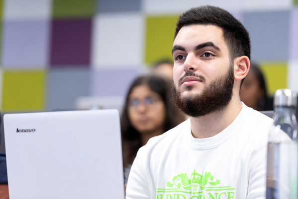 A student in a lecture.