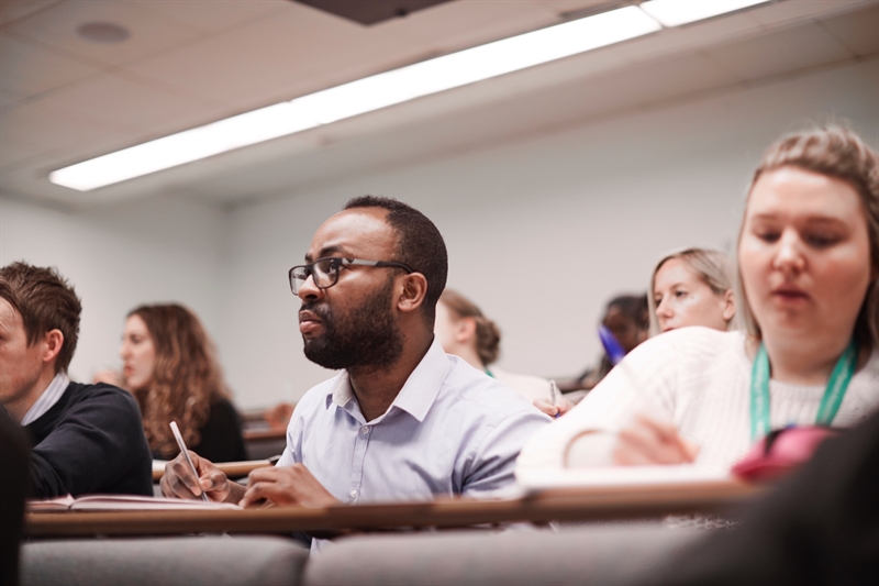 Students attending a lecture.