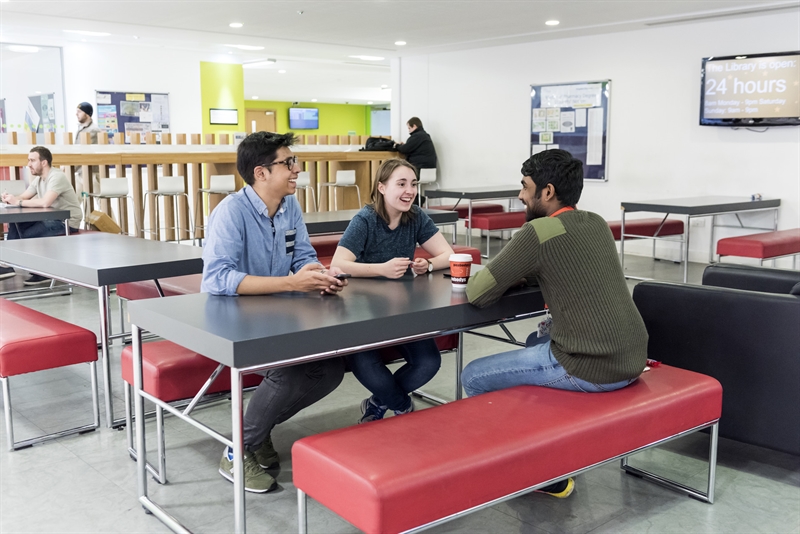 Students socialising on campus.